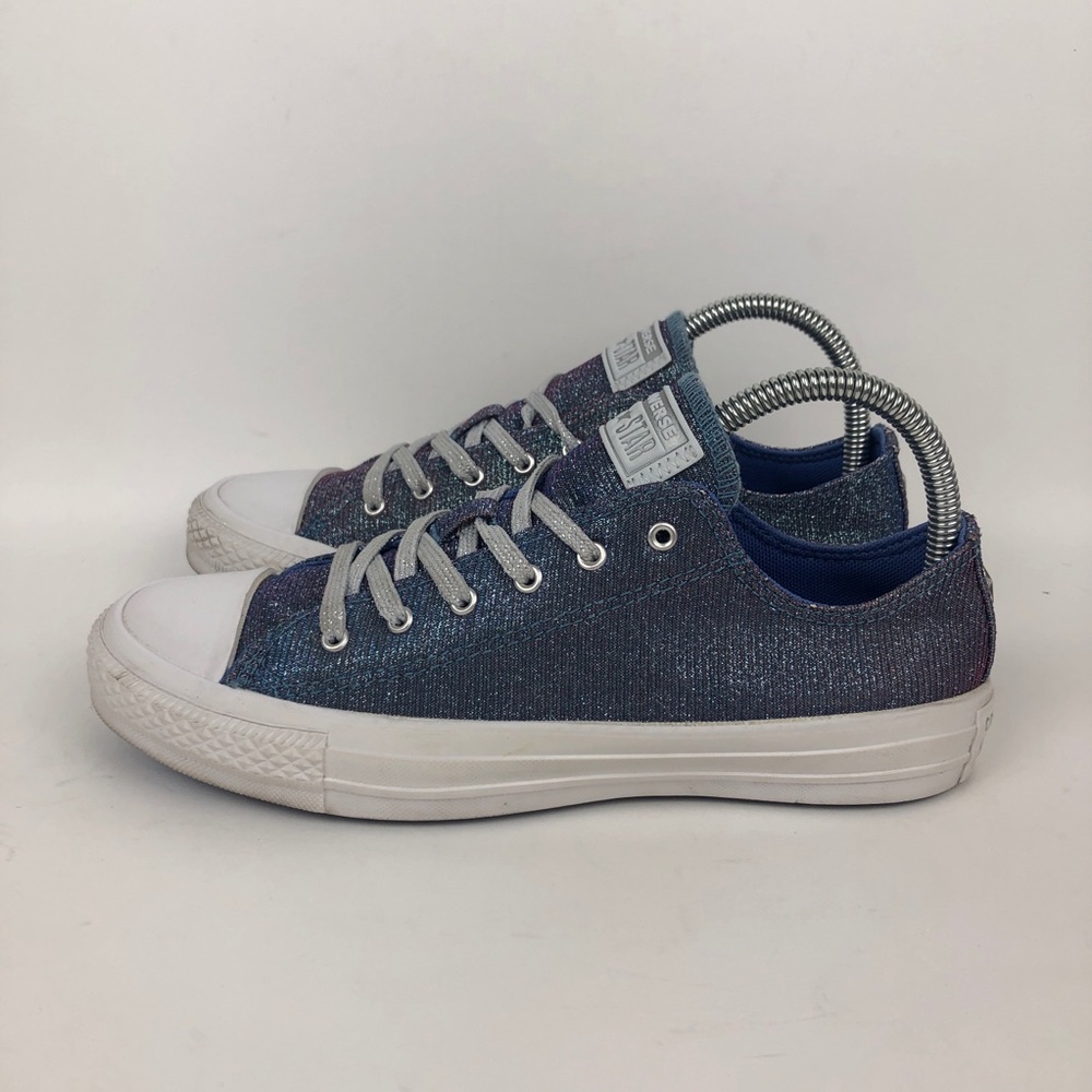 Converse All Star Starware Glitter Sneaker Shoe Womens Size 7 Blue White Casual